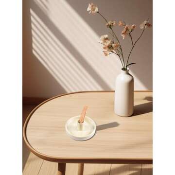 Lestino Palo Santo Holder, Ceramic Incense Burner for Palo Santo Wood or Scented Incense Stick, Beige