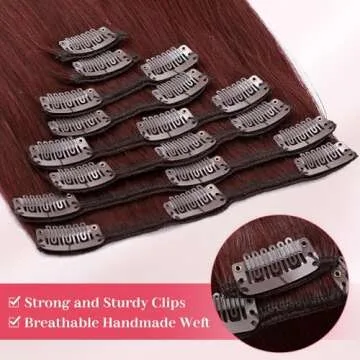 MY-LADY Clip In Hair Extensions 100% Real Human Hair 13 Inch 8pcs Remy Real Hair Extension Clip ins #99J Burgundy Wine Red 80g Real Full Head Soft Natural Extension
