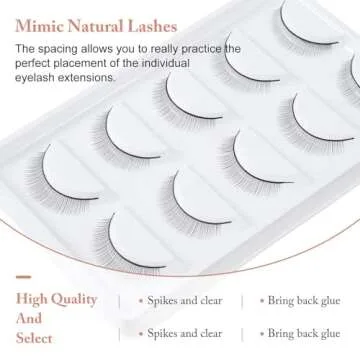 50 Pairs Practice Eyelashes Training Lashes Self-adhesive Practice Lashes Eyelash Strips for Training Eyelash Extension Makeup Beginners Beauty Salon