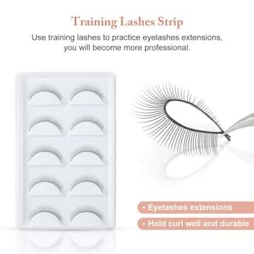 50 Pairs Practice Eyelashes Training Lashes Self-adhesive Practice Lashes Eyelash Strips for Training Eyelash Extension Makeup Beginners Beauty Salon