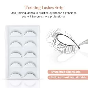 50 Pairs Practice Eyelashes Training Lashes Self-adhesive Practice Lashes Eyelash Strips for Training Eyelash Extension Makeup Beginners Beauty Salon