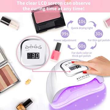 UV LED Gel Nail Lamp,Professional 120W UV Nail Light for Gel Polish Fast Curing with 45 Lamp Beads, Lightweight LED Gel UV Nail Dryer for Salon Home, White