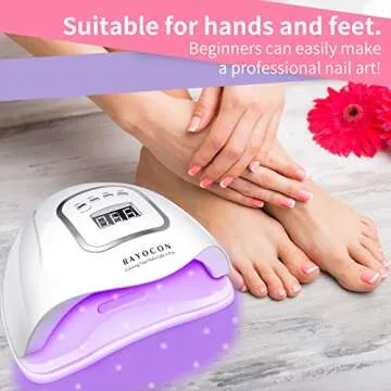 UV LED Gel Nail Lamp,Professional 120W UV Nail Light for Gel Polish Fast Curing with 45 Lamp Beads, Lightweight LED Gel UV Nail Dryer for Salon Home, White