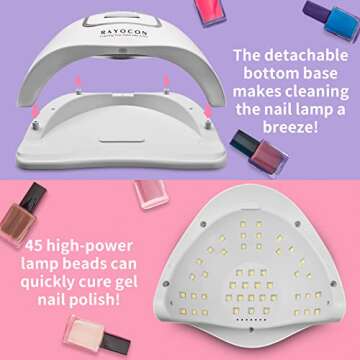UV LED Gel Nail Lamp,Professional 120W UV Nail Light for Gel Polish Fast Curing with 45 Lamp Beads, Lightweight LED Gel UV Nail Dryer for Salon Home, White