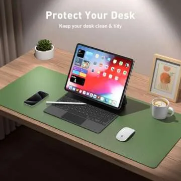 Aothia Olive Green Leather Desk Pad Protector - Stylish & Functional