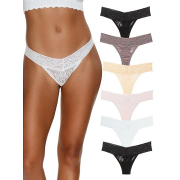 Felina Stretchy Lace Low Rise Thong - Comfortable Sexy Underwear
