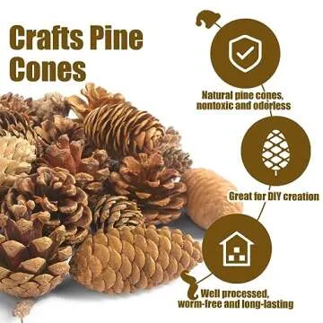JOHOUSE 40PCS Natural Pine Cones Bulk, Pinecones Decorations Pine Cone Ornaments for Crafts Thanksgiving Christmas Wreath Table Bowl Decor, Winter Vase Filler
