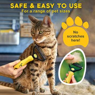 Pawradise Deshedding Dog Brush - Double-Sided Pet Hair Remover for Cats & Dogs - Yellow Undercoat Grooming Rake for Shedding and Dematting