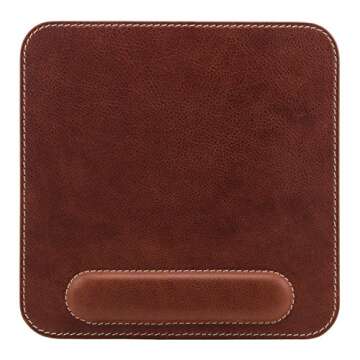 Londo Top Grain Leather Mouse Pad with Wrist Rest – Ergonomic Support, Non-Slip Base, Smooth Surface