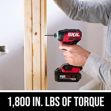 Skil PWR CORE 20 Brushless 20V 1/4" Hex Compact Impact Driver Kit with 3-Speed & Halo Light & One-Handed Collet Including 2.0Ah Battery and Charger- ID6739B-10