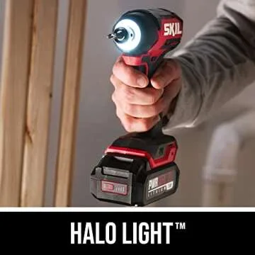 Skil PWR CORE 20 Brushless 20V 1/4" Hex Compact Impact Driver Kit with 3-Speed & Halo Light & One-Handed Collet Including 2.0Ah Battery and Charger- ID6739B-10