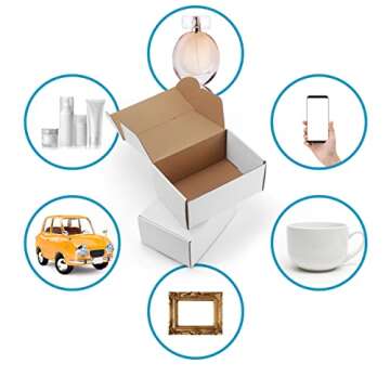 EYMPEU 13x10x2 Inches Shipping Boxes Set of 20 White Corrugated Cardboard Mailing Boxes for Packaging, Small Business, Literature, Mailer