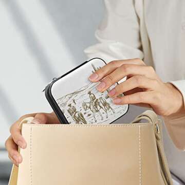 WELLDAY Jewelry Box Western Desert Cowboys Portable Jewelry Travel Case Organizer Bag Storage Box for Necklace, Earrings, Rings, Bracelet