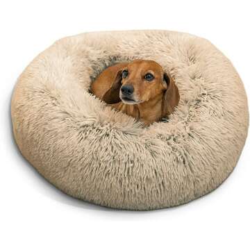 Calming Donut Cat & Dog Bed in Taupe - Small Size