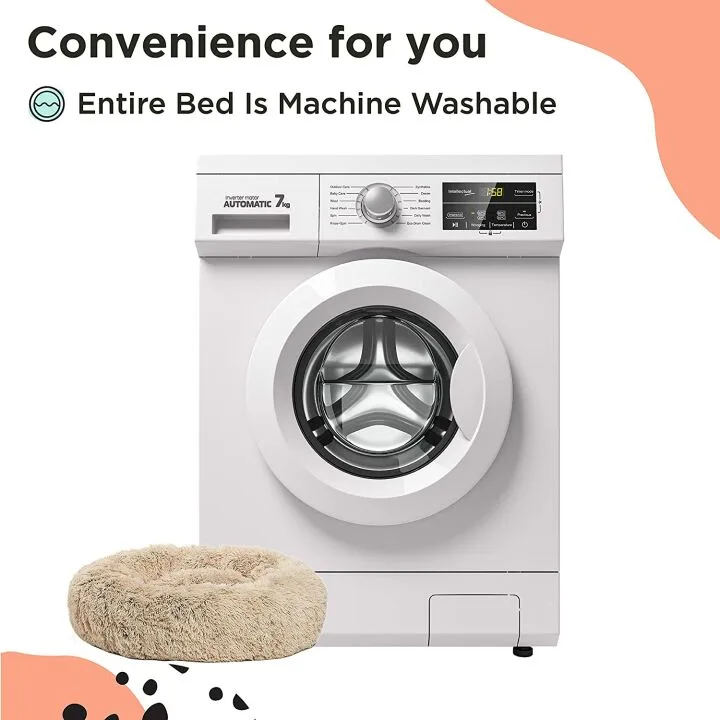 Calming Donut Cat & Dog Bed in Taupe - Small Size