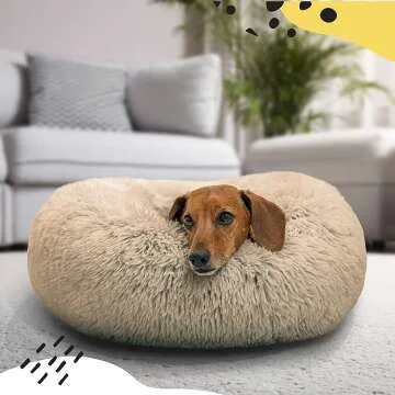 Calming Donut Cat & Dog Bed in Taupe - Small Size