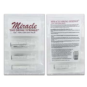 Miracle Oring Syringe- 10 ml Luer Lock Syringe- Package Contains 8 Individually Wrapped Sterile Oring Syringes for Handfeeding Animals, Administering Supplements, Measuring Liquids, and More