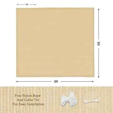 ABOSUN Outdoor Sun Shade Cloth, 8' x 8', Pergola, Deck, and Backyard Patio Sunshade with UV Protecti...