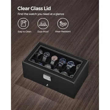SONGMICS Lockable 12-Slot Watch Box with Drawer