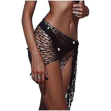 Swimwear Cover Up,Sexy Fashion Beach Hand Crochet Shawl Capelet Cover Up Sunscreen Net Triangle Fish...
