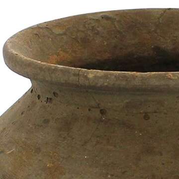 Benjara Rustic Clay Earthen Water Pot with Round Top, Brown