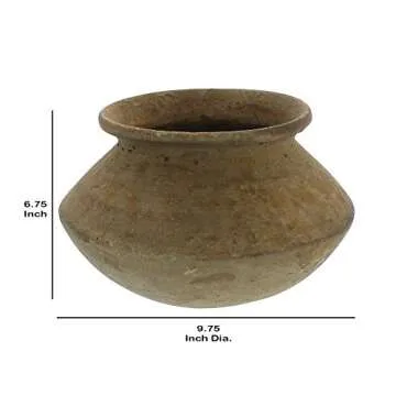 Benjara Rustic Clay Earthen Water Pot with Round Top, Brown