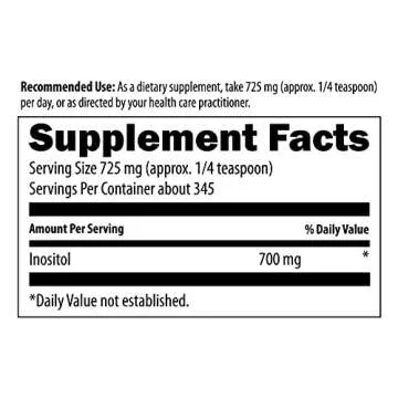 Designs for Health Inositol Powder - Pure 700mg Inositol Supplement to Help Promote Relaxation + Female Hormonal Health - Non-GMO + Gluten Free, Easy Drink Add-in (345 Servings / 250g)