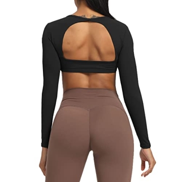 Aoxjox Long Sleeve Crop Tops for Women Workout Wear