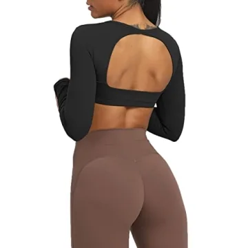 Aoxjox Long Sleeve Crop Tops for Women Workout Wear