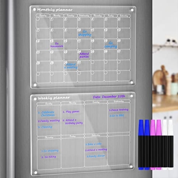 AITEE Acrylic Magnetic Monthly & Weekly Calendar Set for Fridge