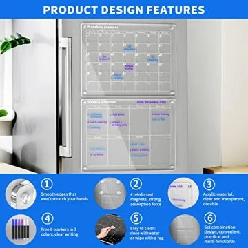 AITEE Acrylic Magnetic Monthly & Weekly Calendar Set for Fridge