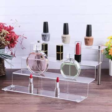 CECOLIC Acrylic Riser Shelf 4 Tier Display Stand