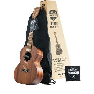 Kala Learn to Play Ukulele Tenor Starter Kit - Online Lessons, Tuner, Booklet