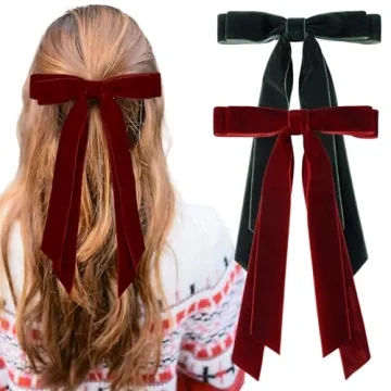 2PCS Velvet Hair Bows Elegant Accessories for Girls