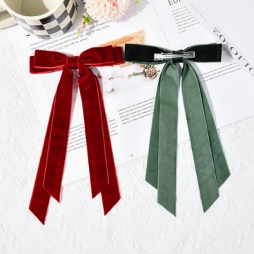2PCS Velvet Hair Bows Elegant Accessories for Girls