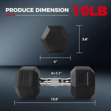 RitFit 10LB Dumbbells Set of 2 Rubber Encased Dumbbell Sets with Optional Rack for Home Gym, Coated Hand Weights for Strength Training, Workouts