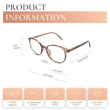 FONHCOO Blue Light Blocking Glasses Women Men TR90 Round Computer Eyeglasses (Coffee)