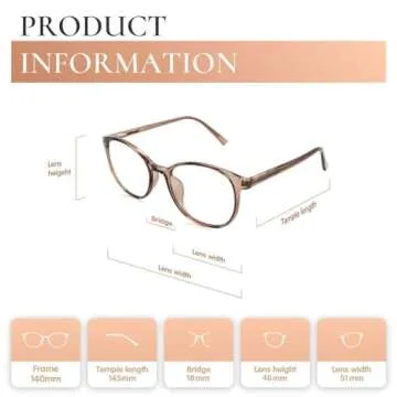 FONHCOO Blue Light Blocking Glasses Women Men TR90 Round Computer Eyeglasses (Coffee)