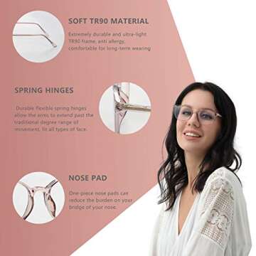 FONHCOO Blue Light Blocking Glasses Women Men TR90 Round Computer Eyeglasses (Coffee)