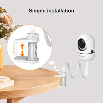 HelloBaby Monitor Clip Mount for HB6550/ HB6560/ HB65/ HB66/ HB6351/ HB40/ HB6339/ HB6336/HB6081, Flexible Crib Clamp Mount Long Gooseneck Arm, Indoor Without Tools or Wall Damage