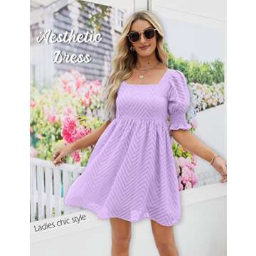 Babydoll Dress for Women Puffy A Line Boho Dresses for Juniors 2023 L