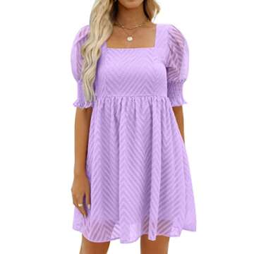 Babydoll Dress for Women Puffy A Line Boho Dresses for Juniors 2023 L