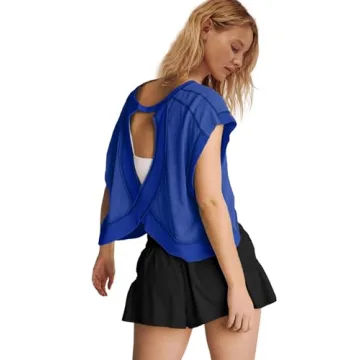 Stylish Panadila Womens Open Back Workout Top - Royal Blue