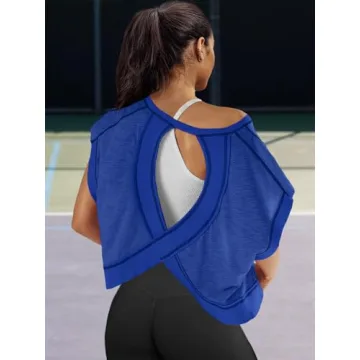 Stylish Panadila Womens Open Back Workout Top - Royal Blue