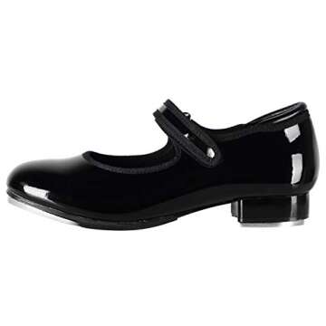 Linodes Patent Easy Strap Tap Shoe for Girls and Boys (Toddler/Little Kid/Big Kid)-Black-9M-Toddler
