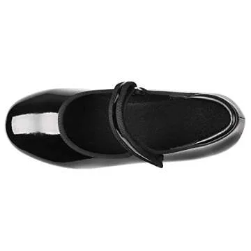 Linodes Patent Easy Strap Tap Shoe for Girls and Boys (Toddler/Little Kid/Big Kid)-Black-9M-Toddler
