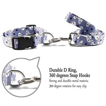 Adorable Dog Halloween Collar with Ghost Leash Set