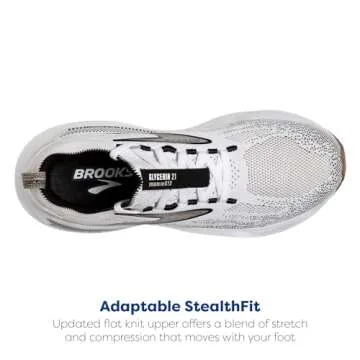 Brooks Women’s Glycerin Stealthfit GTS 21 Supportive Running Shoe - White/Grey/Black - 8.5 Medium