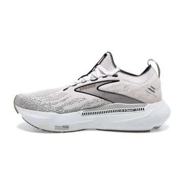 Brooks Women’s Glycerin Stealthfit GTS 21 Supportive Running Shoe - White/Grey/Black - 8.5 Medium
