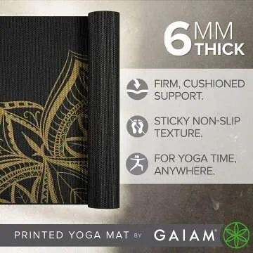 Gaiam 6mm Printed Yoga Mat for Comfort and Style